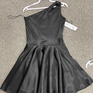 BD Junior (By Debra) One Shoulder Black Satin-y Dress Style #285 Fabric #724B